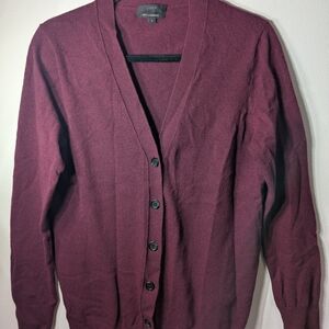 J.Crew Burgundy Wool Cashmere Blend Cardigan Women's Small Button Front Sweater